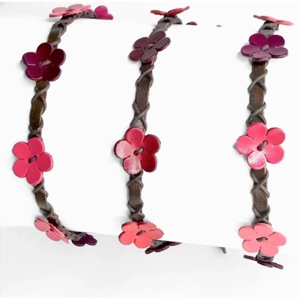 Genuine Leather Handmade Handcrafted Mini Floral Boho Headband